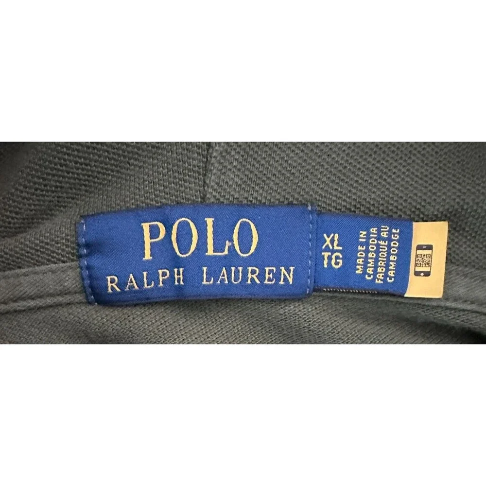 Polo Ralph Lauren Cotton Mesh Pocket Pullover Hoodie XL Olive Green Pony Preppy - Picture 7 of 9